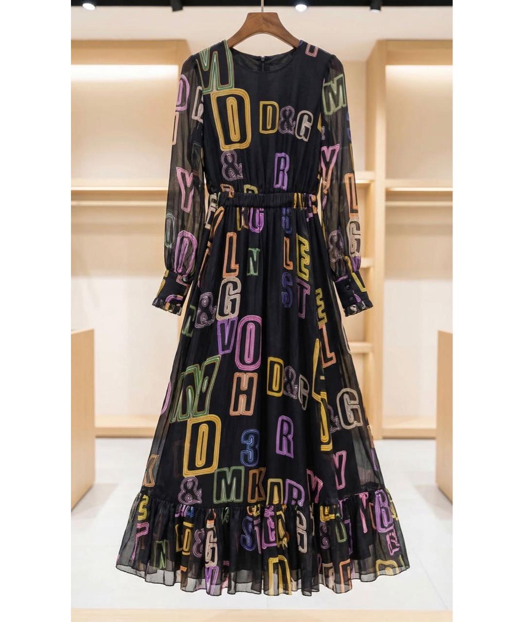 DOLCE&GABBANA Мульти шифоновое платье, фото 6