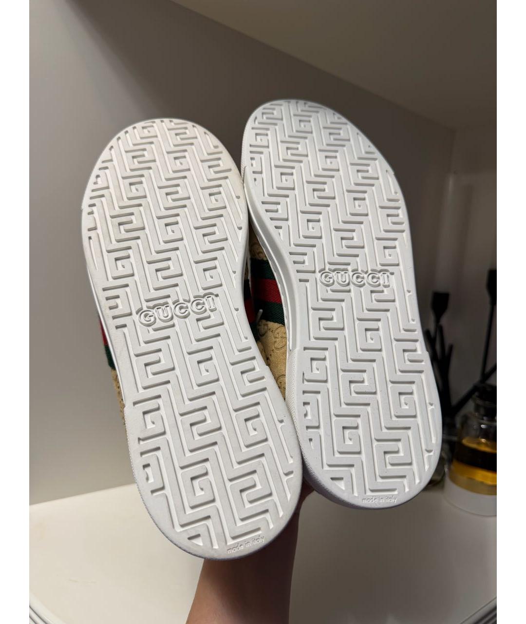 GUCCI Бежевые замшевые кеды, фото 5