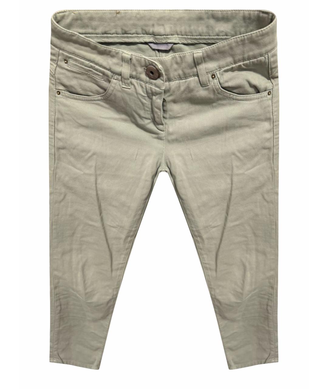 BRUNELLO CUCINELLI Зеленые хлопковые джинсы слим, фото 1