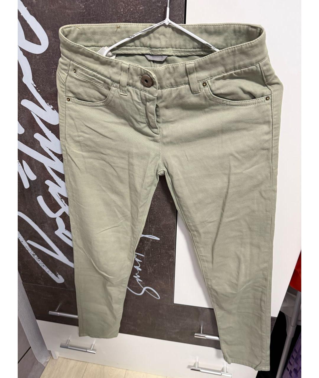 BRUNELLO CUCINELLI Зеленые хлопковые джинсы слим, фото 9