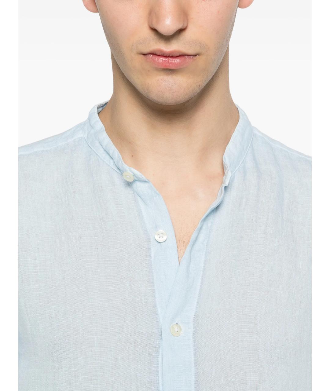 120% LINO Голубая льняная кэжуал рубашка, фото 5