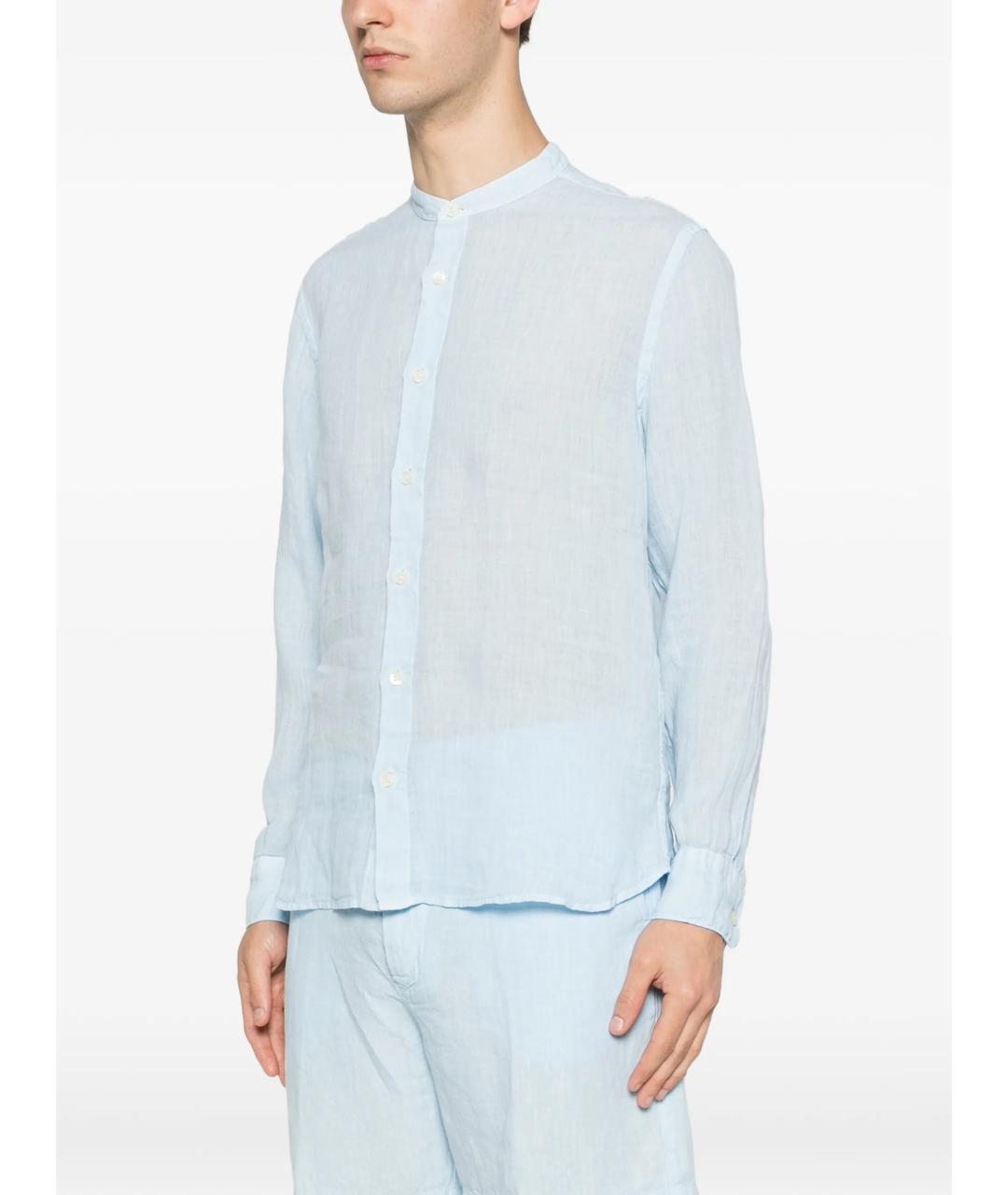 120% LINO Голубая льняная кэжуал рубашка, фото 3