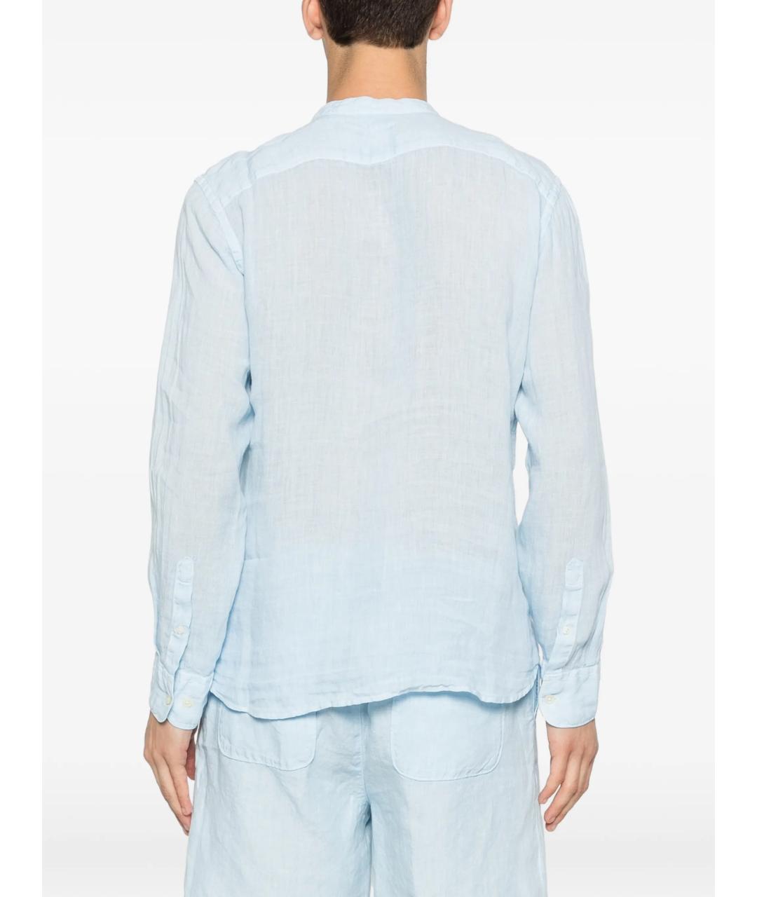 120% LINO Голубая льняная кэжуал рубашка, фото 4