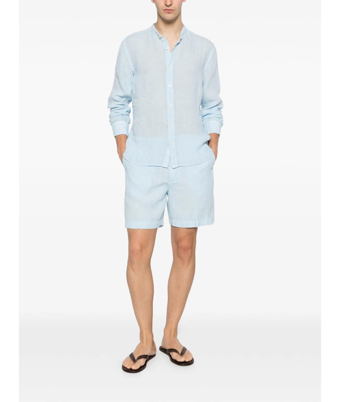 120% LINO Голубая льняная кэжуал рубашка, фото 2