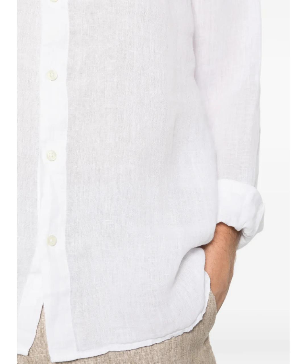 120% LINO Белая льняная кэжуал рубашка, фото 5