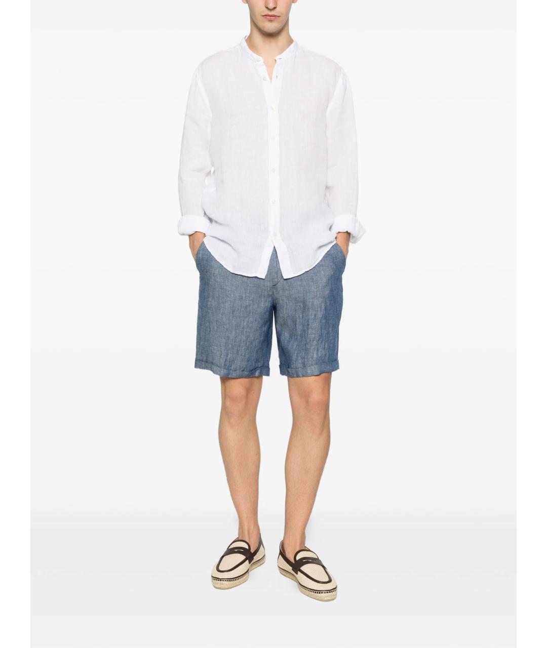 120% LINO Синие льняные шорты, фото 2