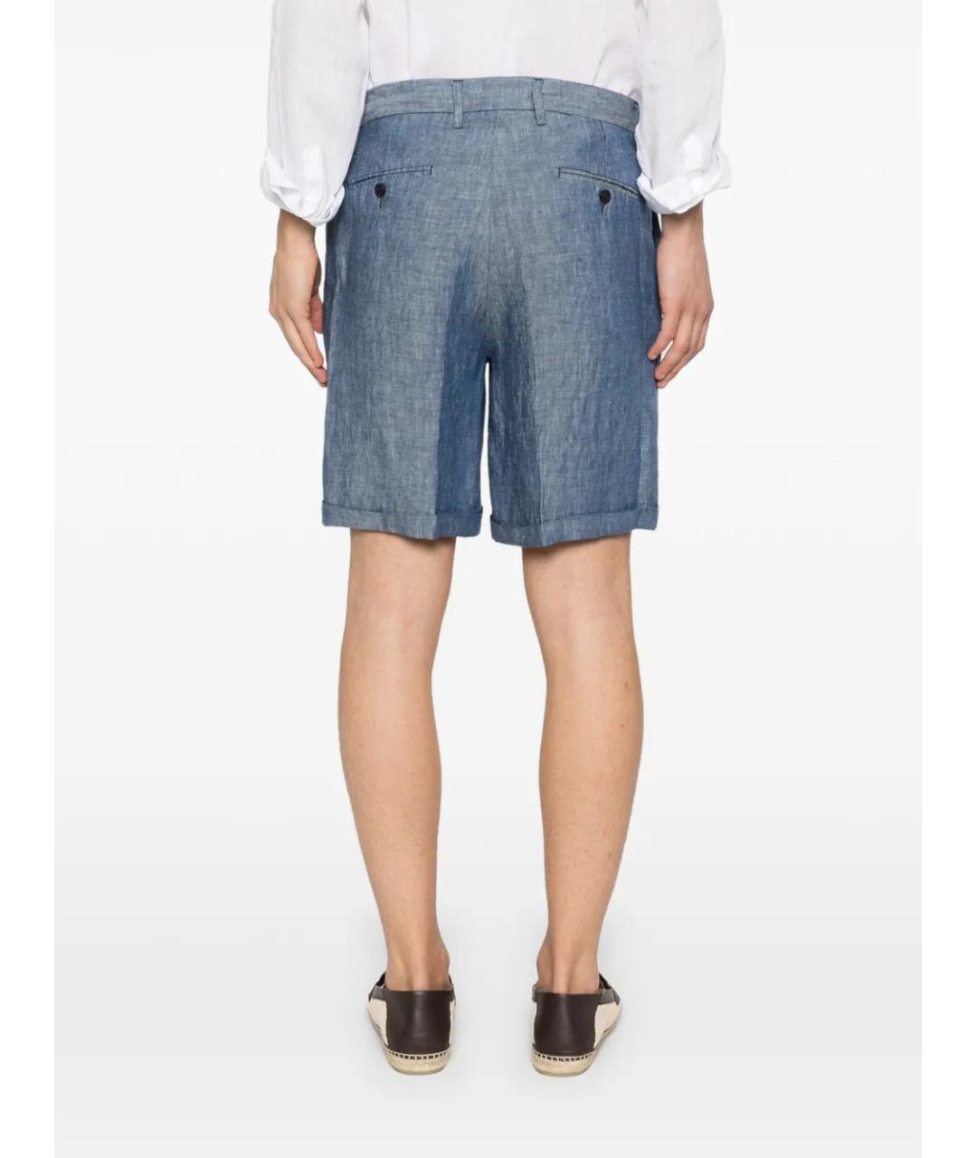 120% LINO Синие льняные шорты, фото 4