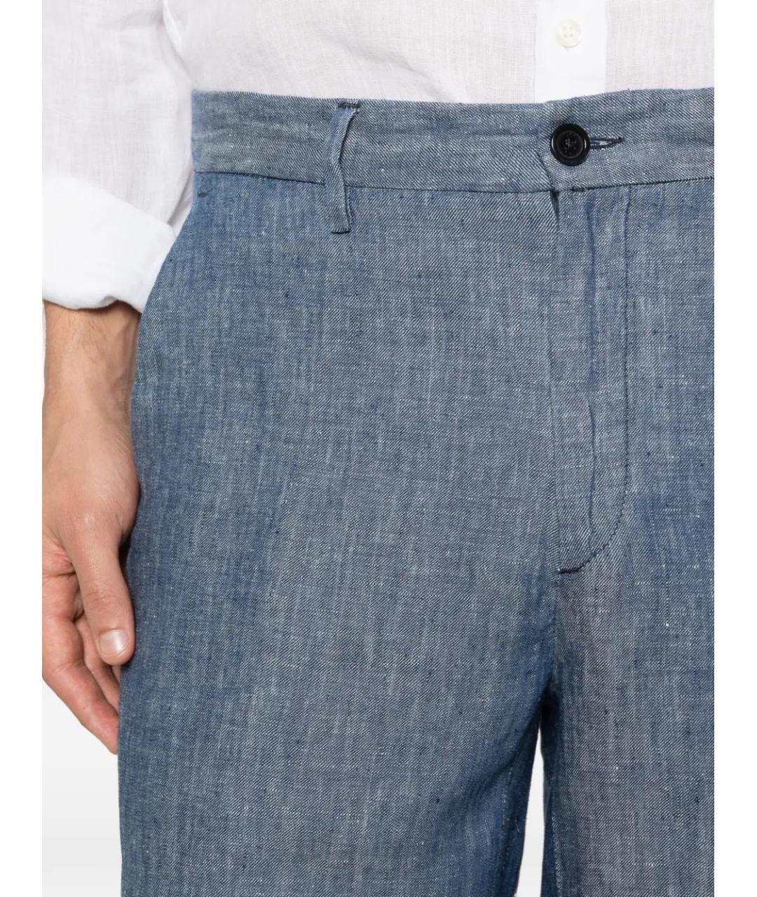 120% LINO Синие льняные шорты, фото 5