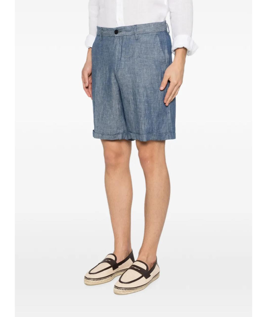 120% LINO Синие льняные шорты, фото 3