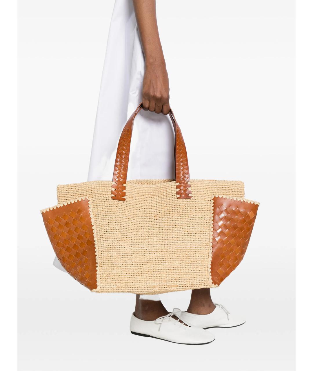 Dragon Diffusion Бежевая пелетеная пляжная сумка, фото 2