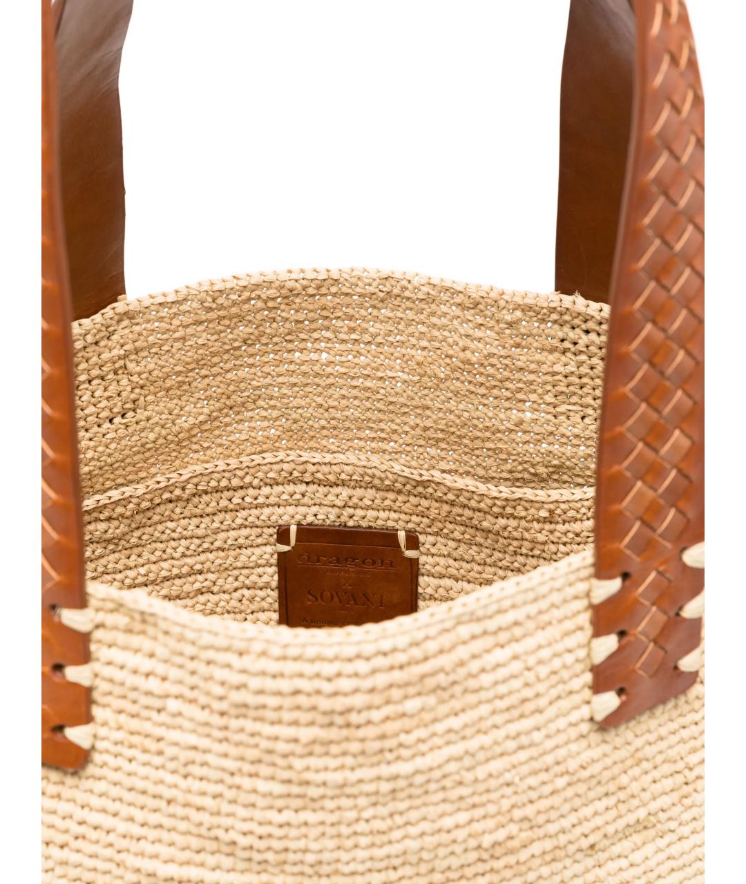 Dragon Diffusion Бежевая пелетеная пляжная сумка, фото 5