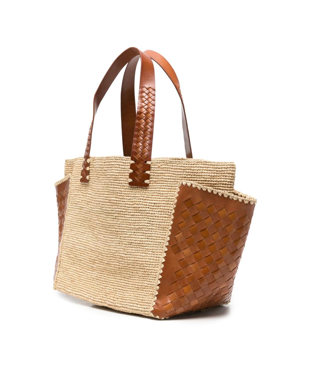 Dragon Diffusion Бежевая пелетеная пляжная сумка, фото 3