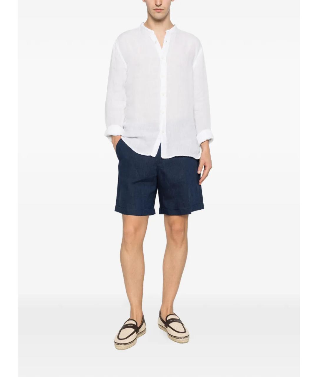120% LINO Синие льняные шорты, фото 2