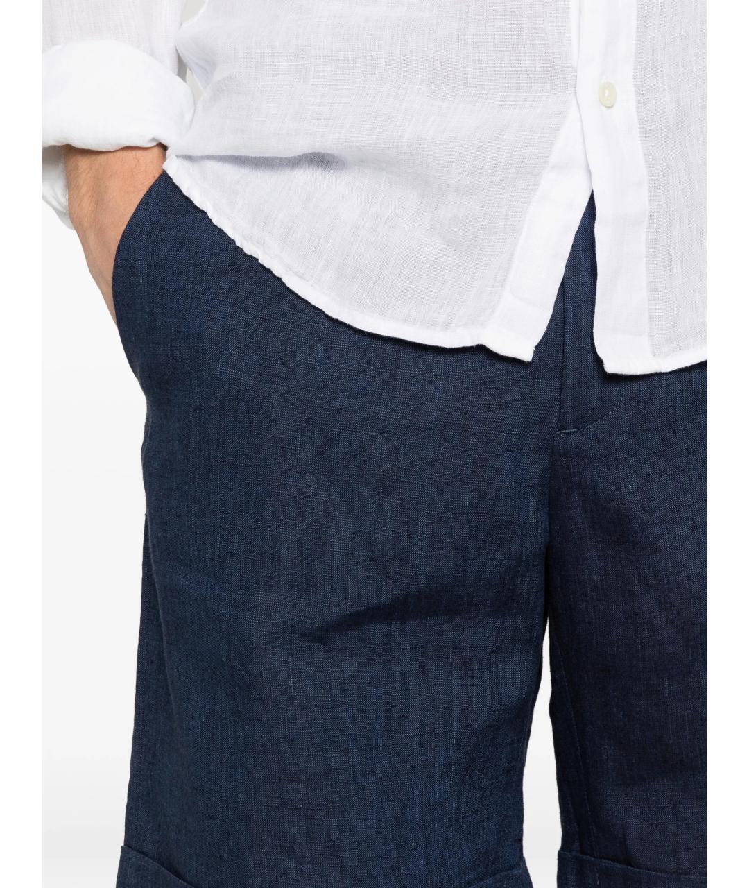 120% LINO Синие льняные шорты, фото 5