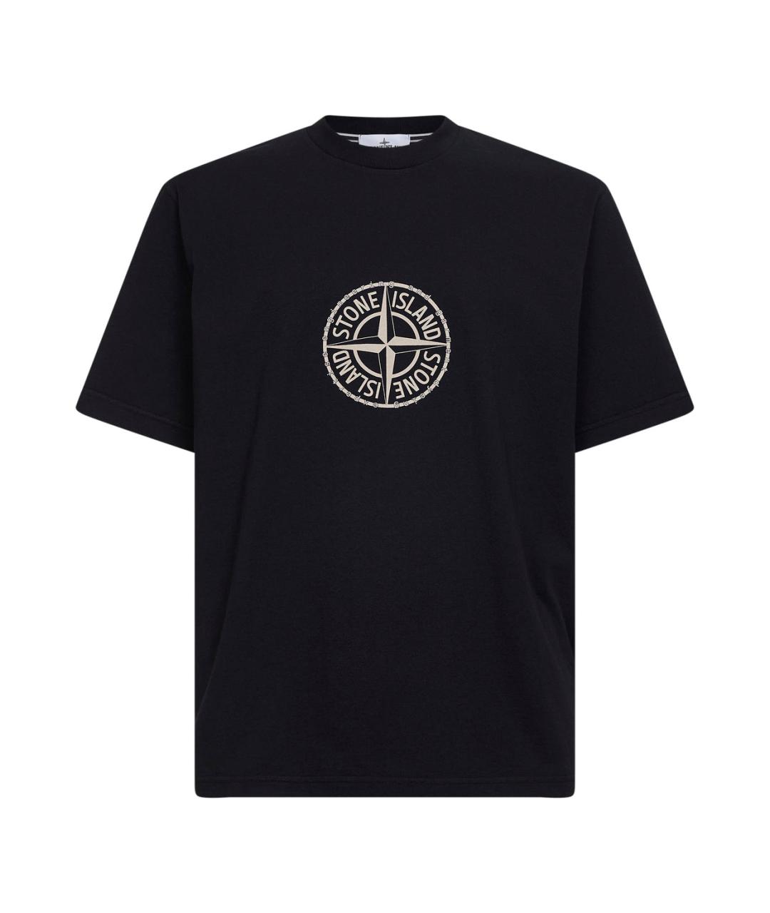 STONE ISLAND Черная хлопковая футболка, фото 1