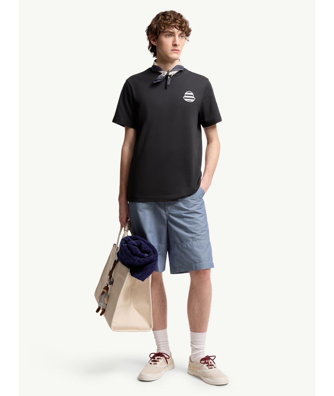 MONCLER Темно-синяя хлопковая футболка, фото 2