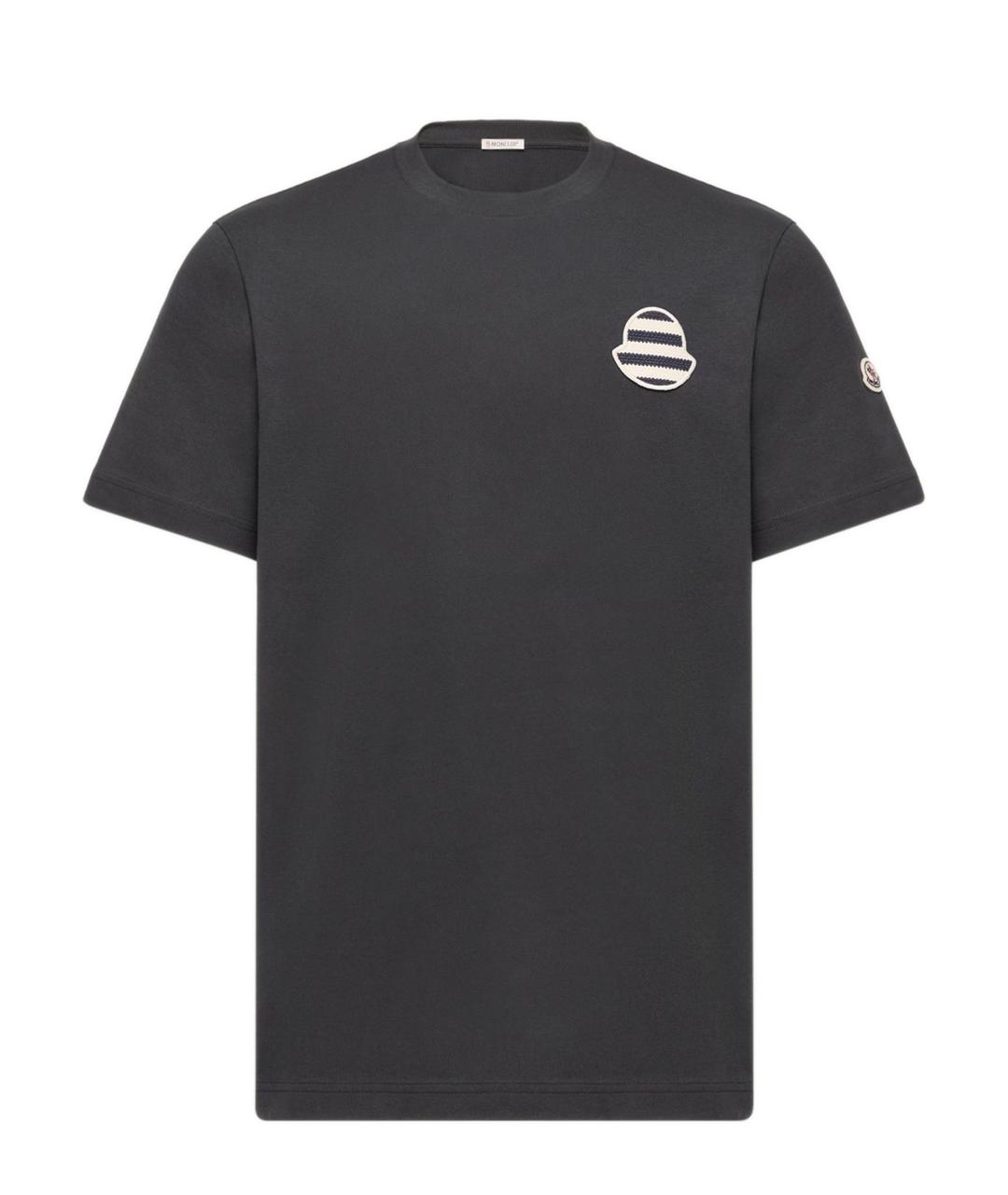 MONCLER Темно-синяя хлопковая футболка, фото 1