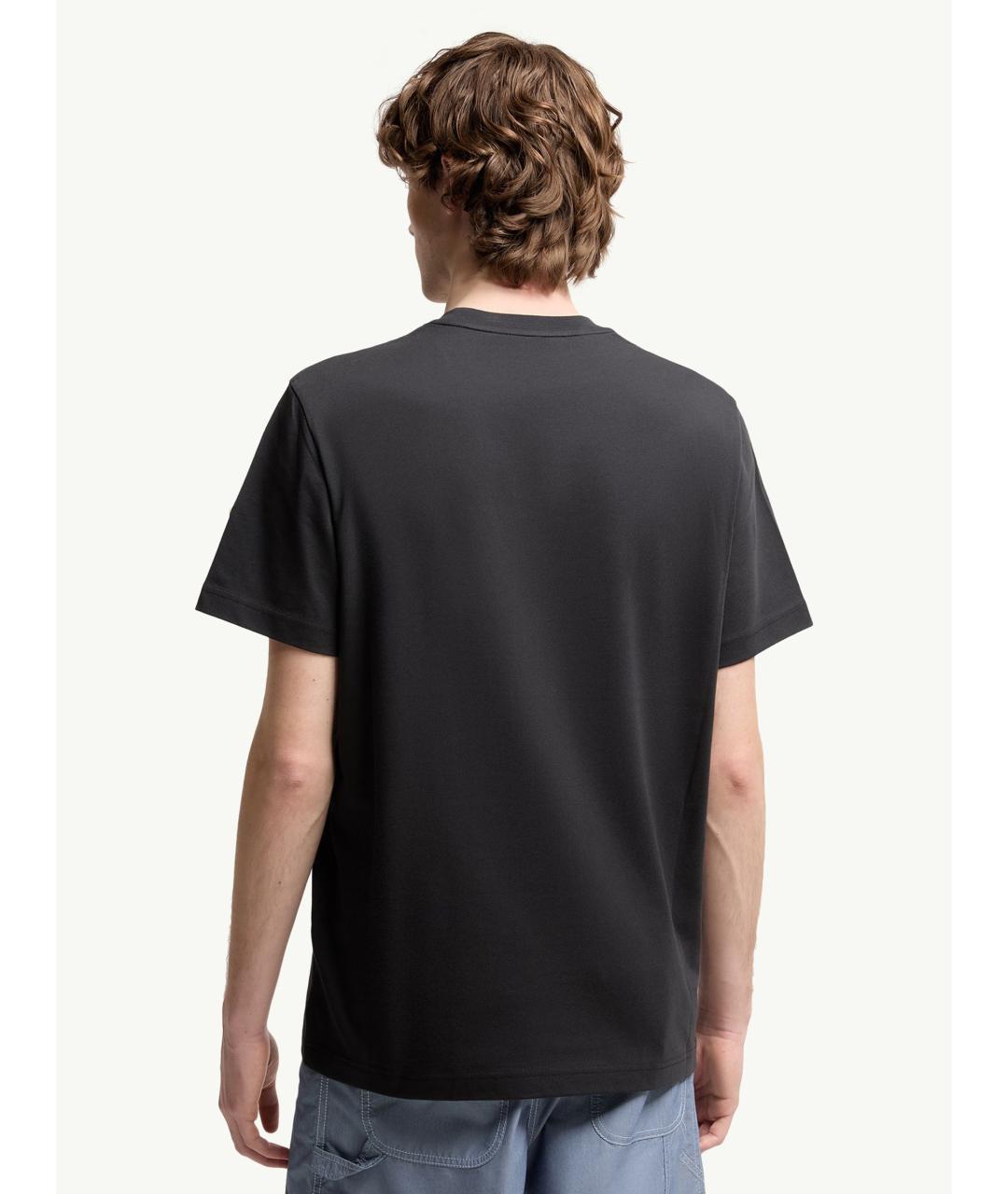 MONCLER Темно-синяя хлопковая футболка, фото 4