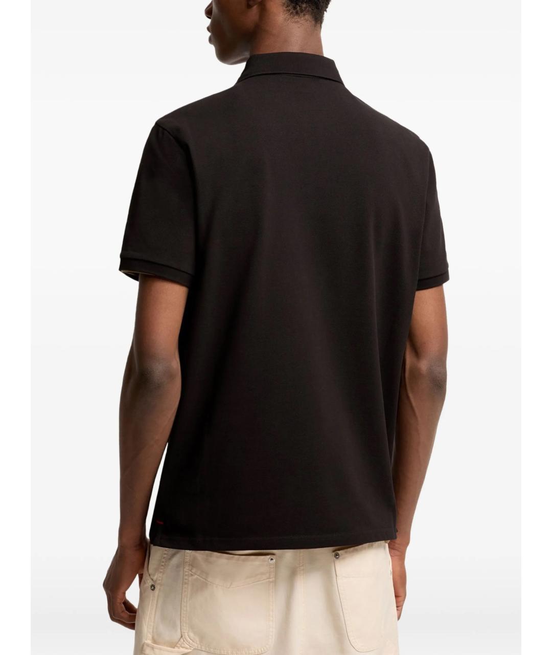 MONCLER Черное хлопковое поло с коротким рукавом, фото 3