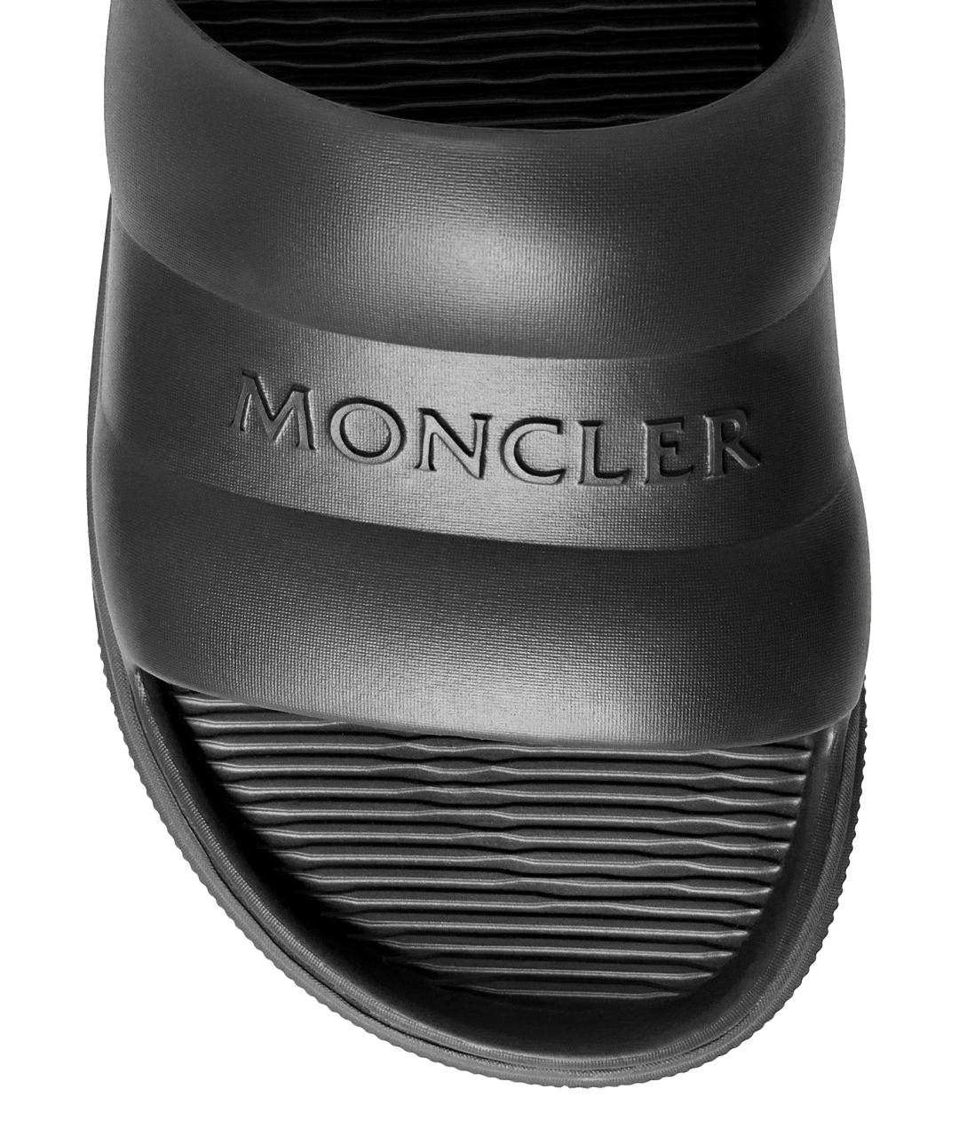MONCLER Черные резиновые шлепанцы, фото 2