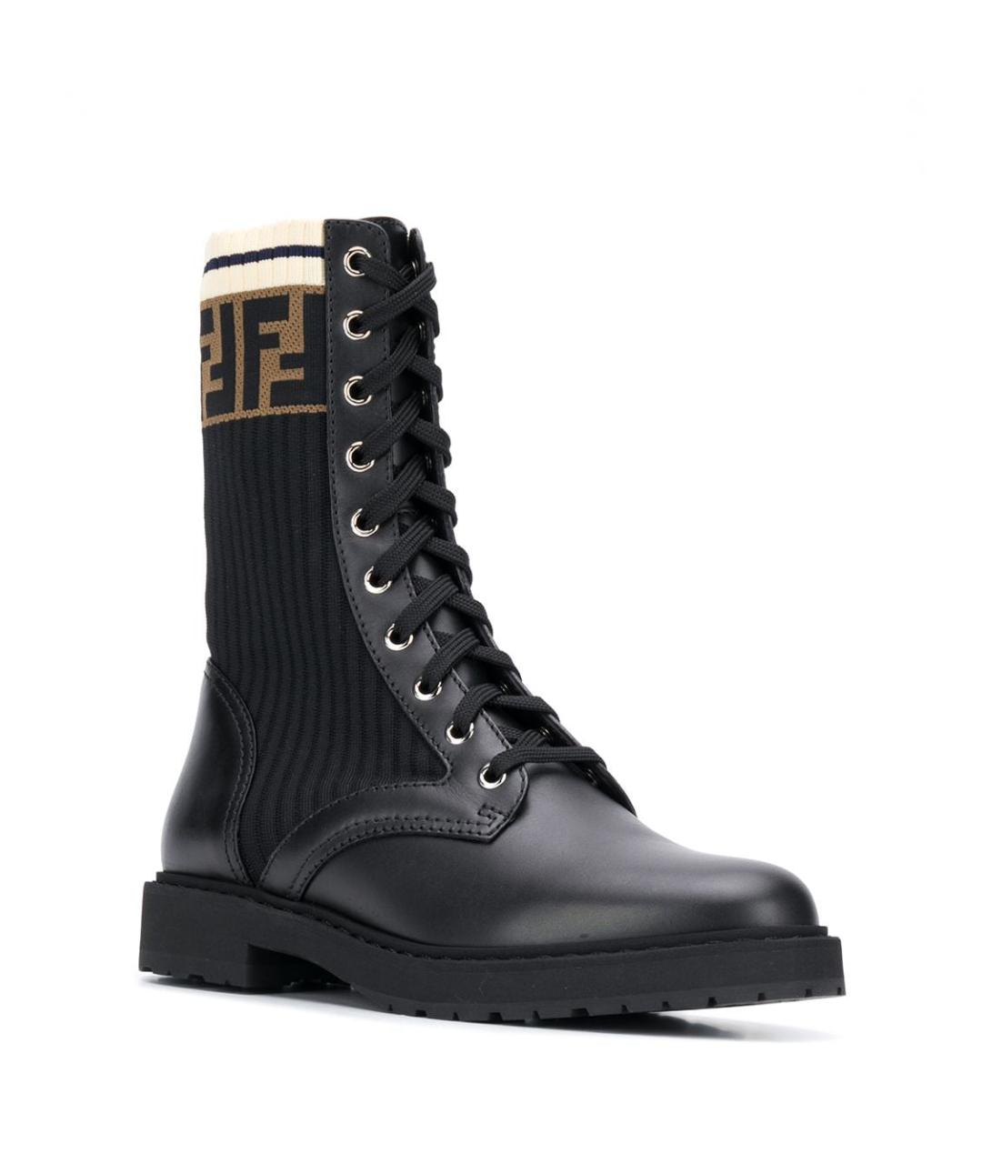 FENDI Черные кожаные ботинки, фото 3