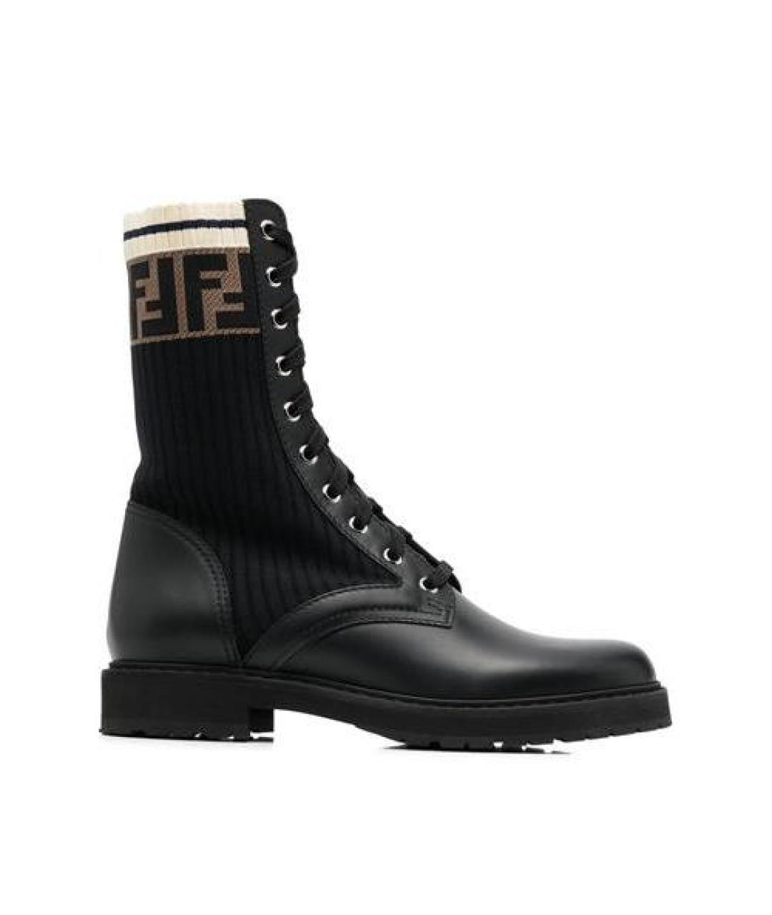 FENDI Черные кожаные ботинки, фото 2