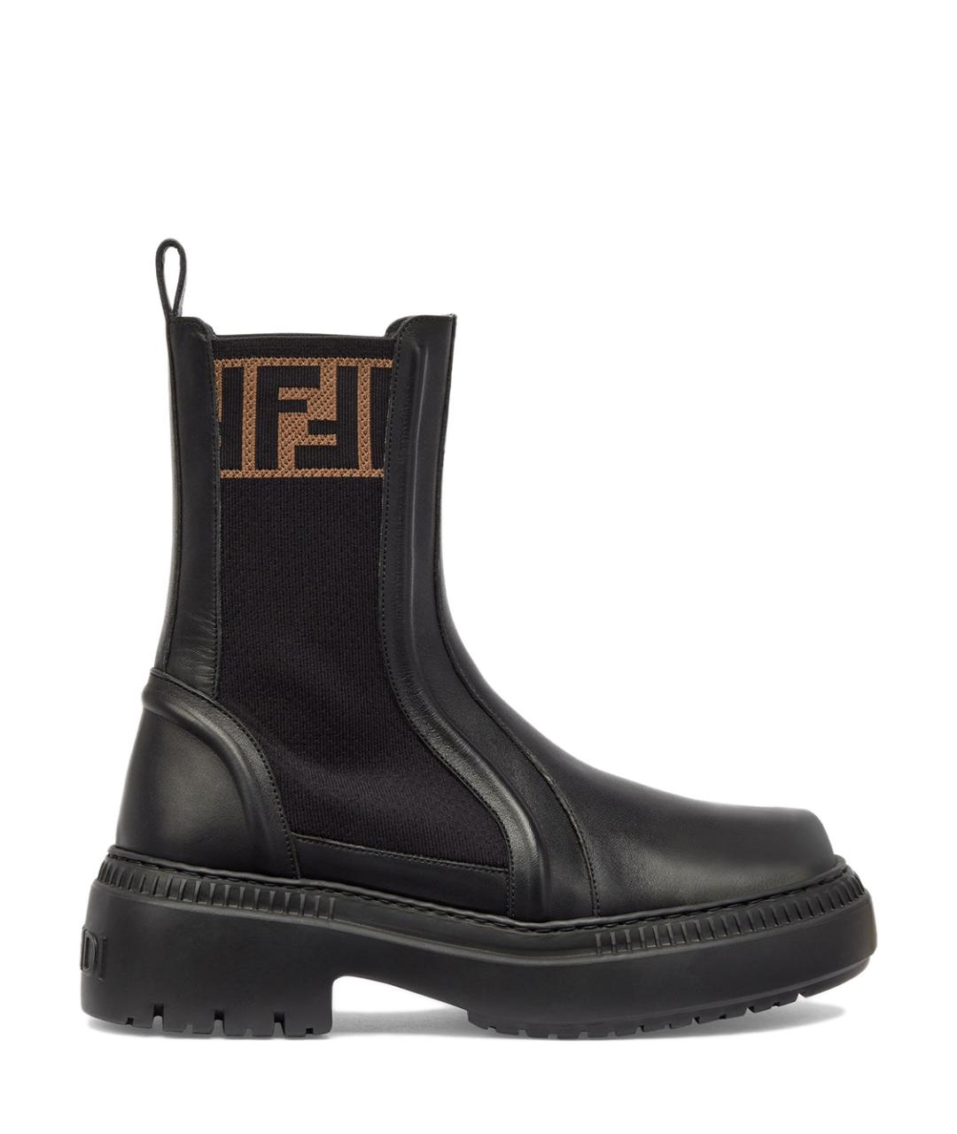 FENDI Черные кожаные ботинки, фото 1