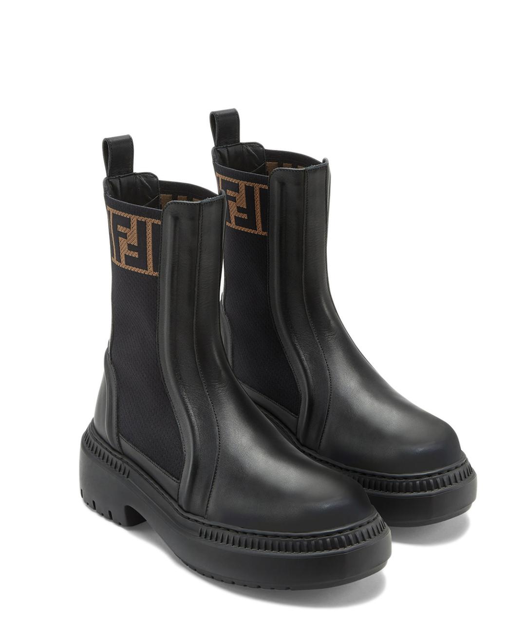 FENDI Черные кожаные ботинки, фото 4