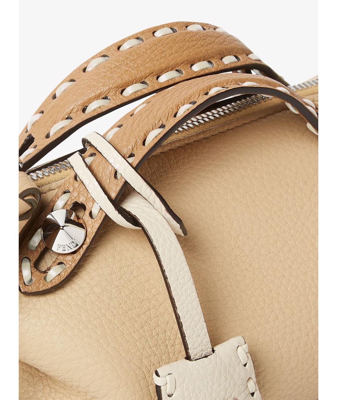FENDI Бежевая кожаная сумка тоут, фото 8