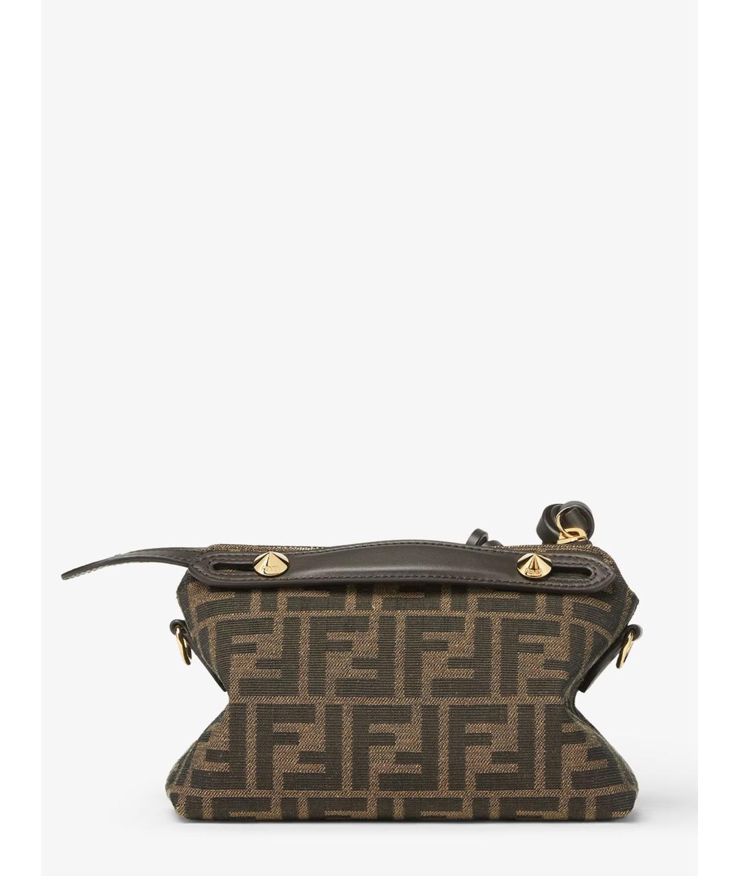 FENDI Коричневая жаккардовая сумка тоут, фото 4