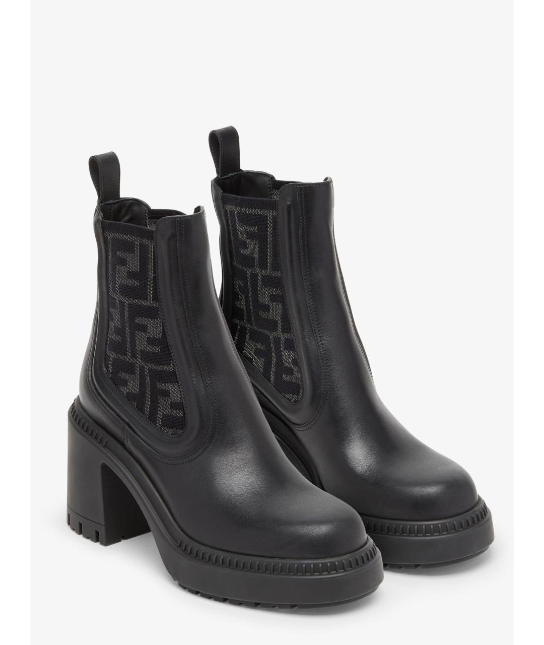 FENDI Черные кожаные ботильоны, фото 3