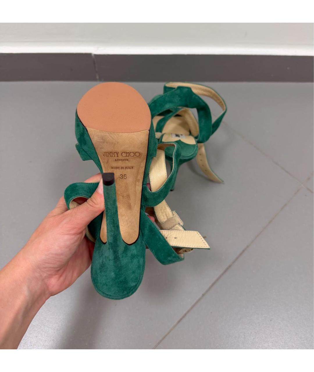 JIMMY CHOO Бирюзовые замшевые босоножки, фото 3