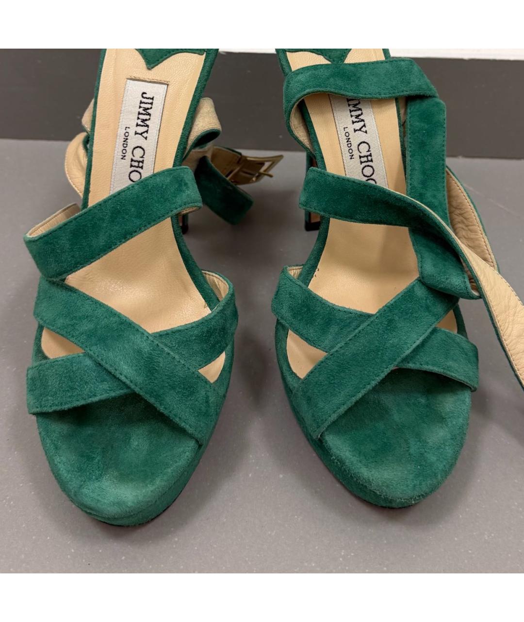 JIMMY CHOO Бирюзовые замшевые босоножки, фото 6