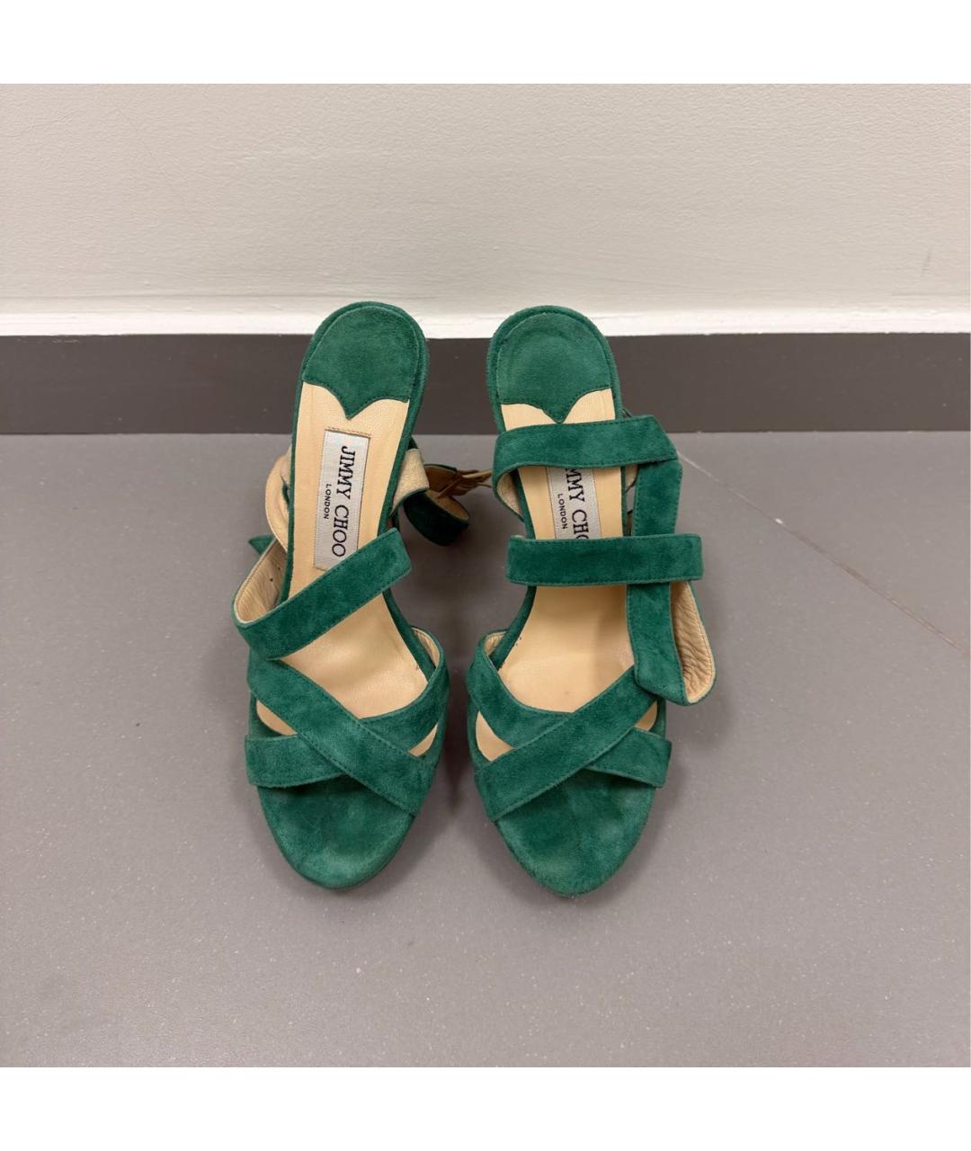 JIMMY CHOO Бирюзовые замшевые босоножки, фото 5
