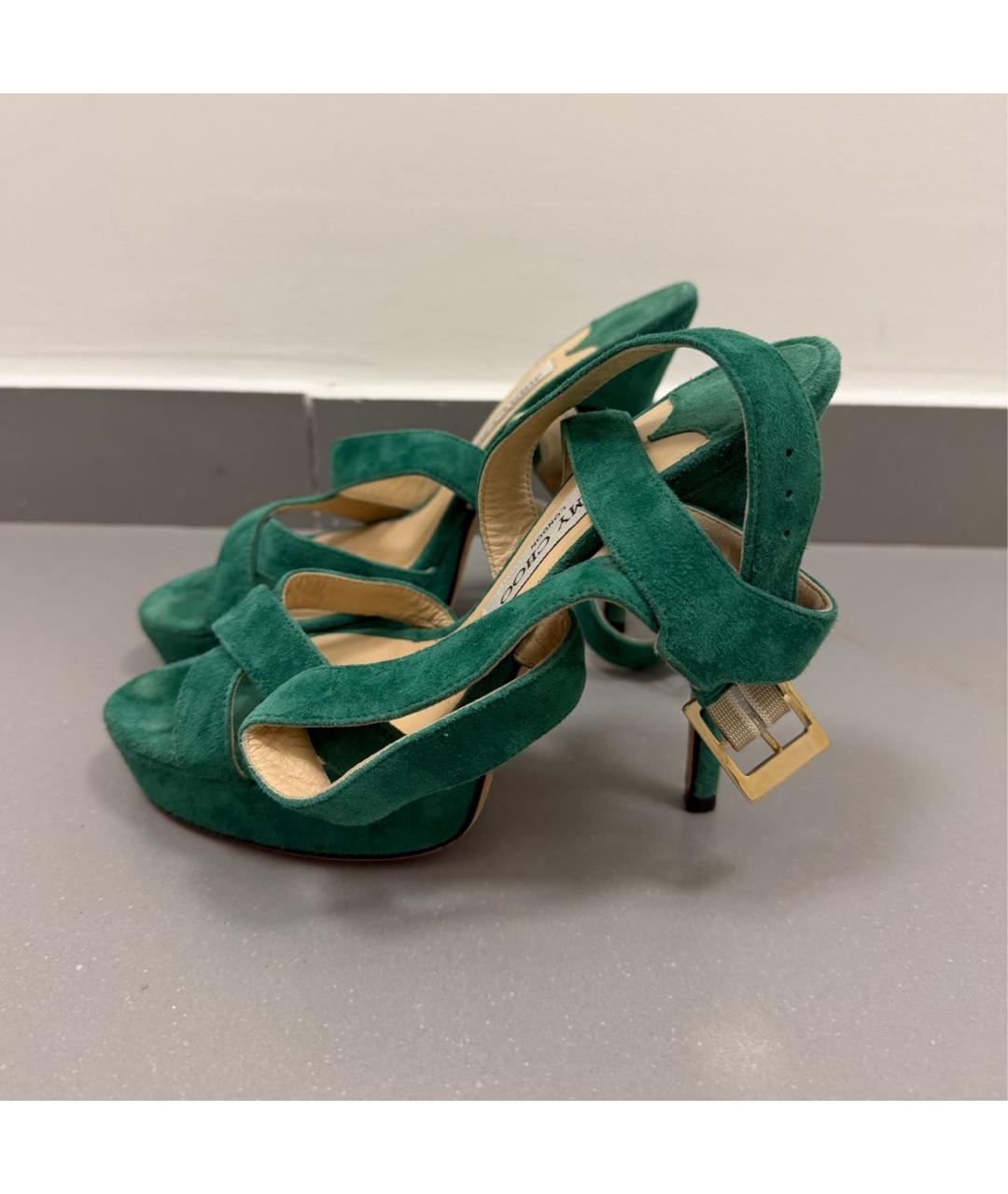 JIMMY CHOO Бирюзовые замшевые босоножки, фото 4