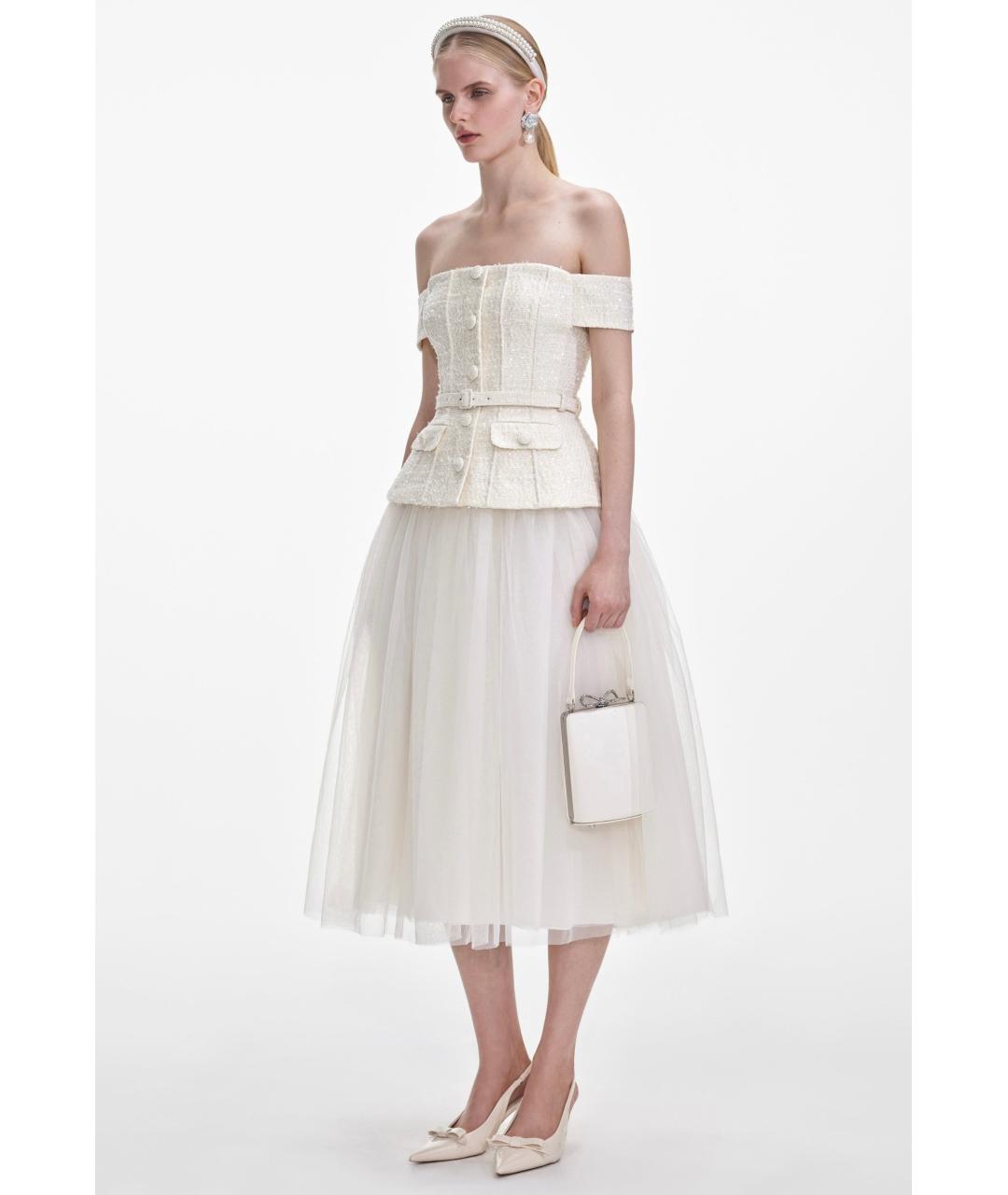 SELF-PORTRAIT Белое полиэстеровое коктейльное платье, фото 8