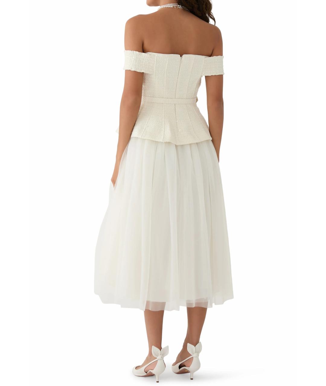 SELF-PORTRAIT Белое полиэстеровое коктейльное платье, фото 7