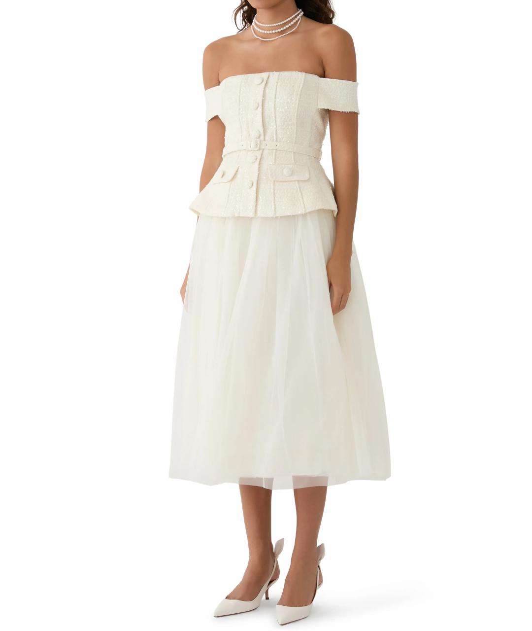 SELF-PORTRAIT Белое полиэстеровое коктейльное платье, фото 6