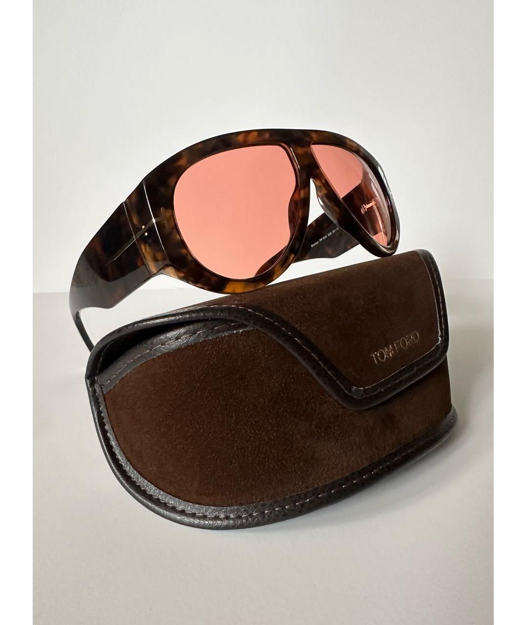 TOM FORD Коричневые пластиковые солнцезащитные очки, фото 7