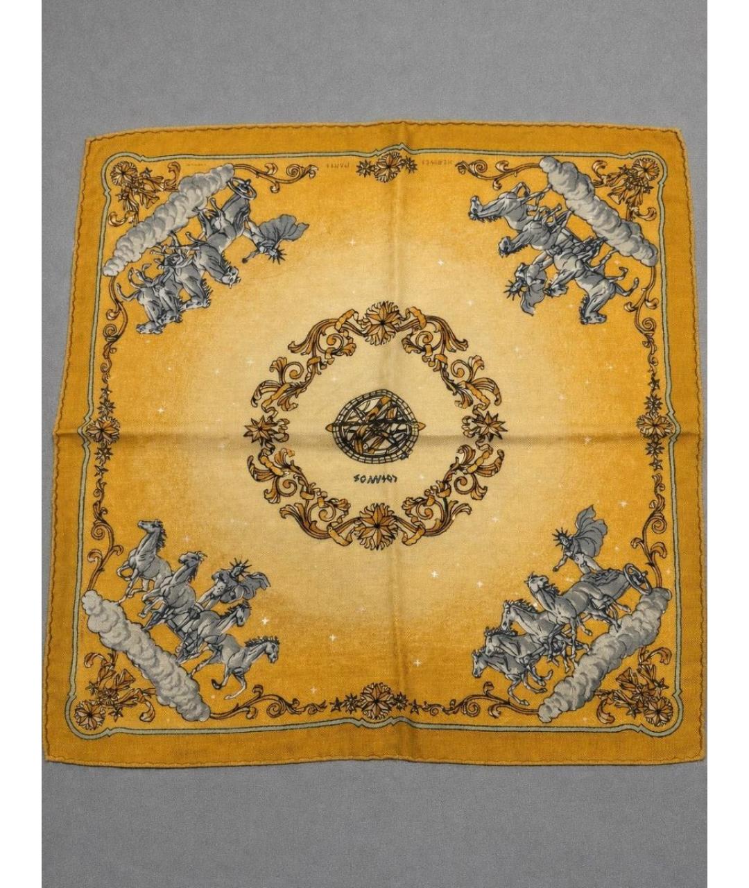 HERMES Желтый кашемировый платок, фото 6