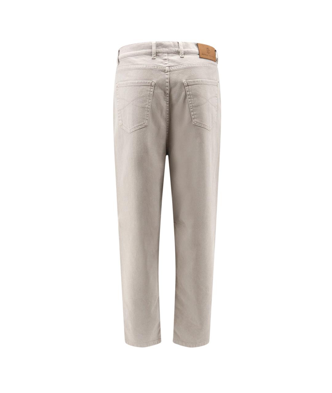 BRUNELLO CUCINELLI Бежевые хлопко-эластановые прямые джинсы, фото 2