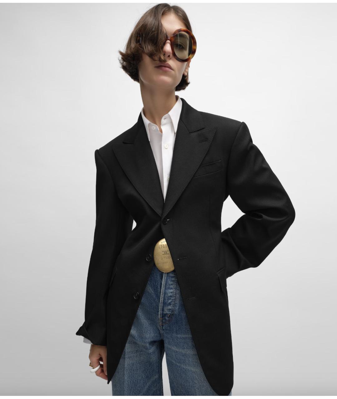CELINE Черный шерстяной жакет/пиджак, фото 2