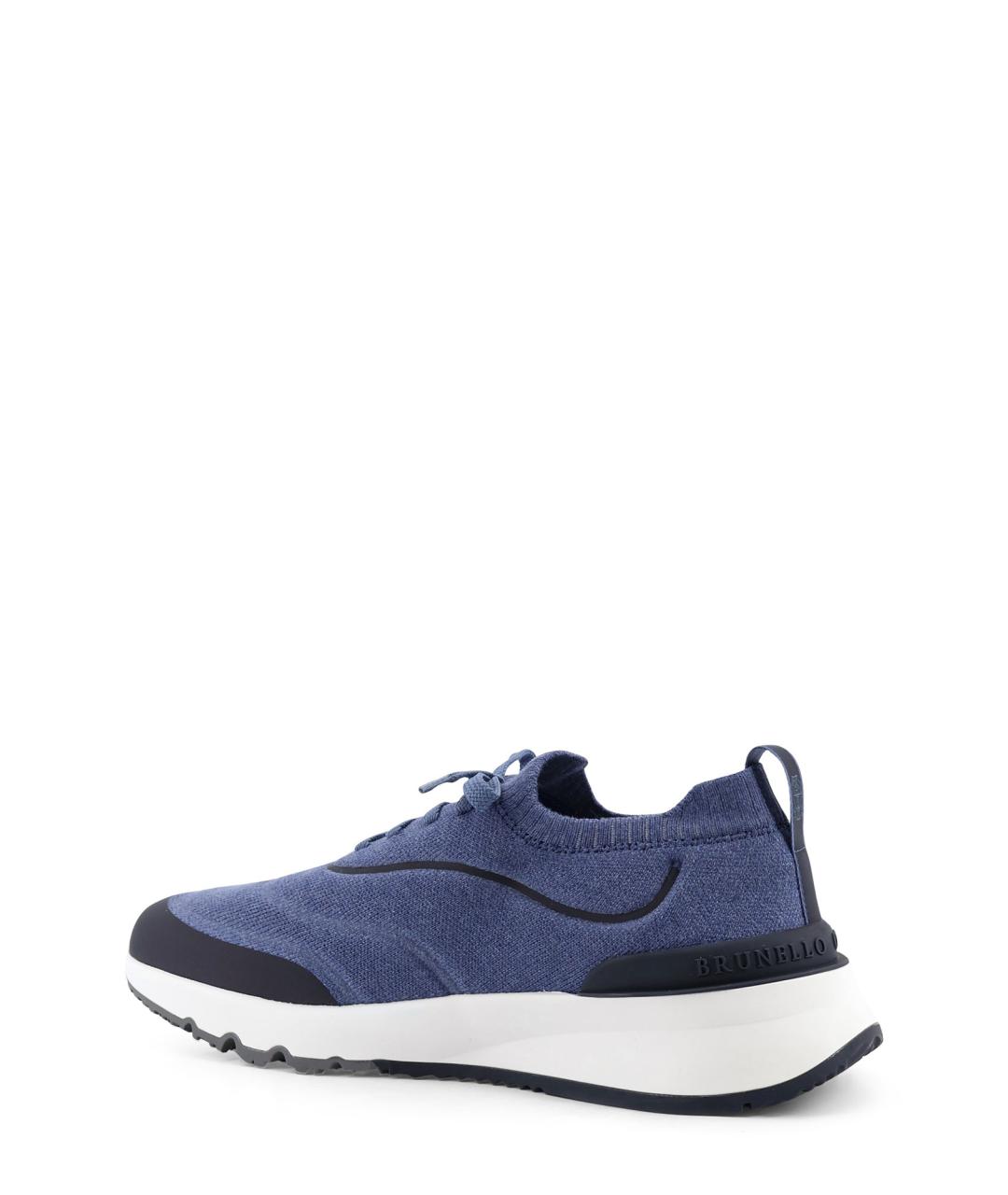 BRUNELLO CUCINELLI Синие текстильные низкие кроссовки / кеды, фото 3