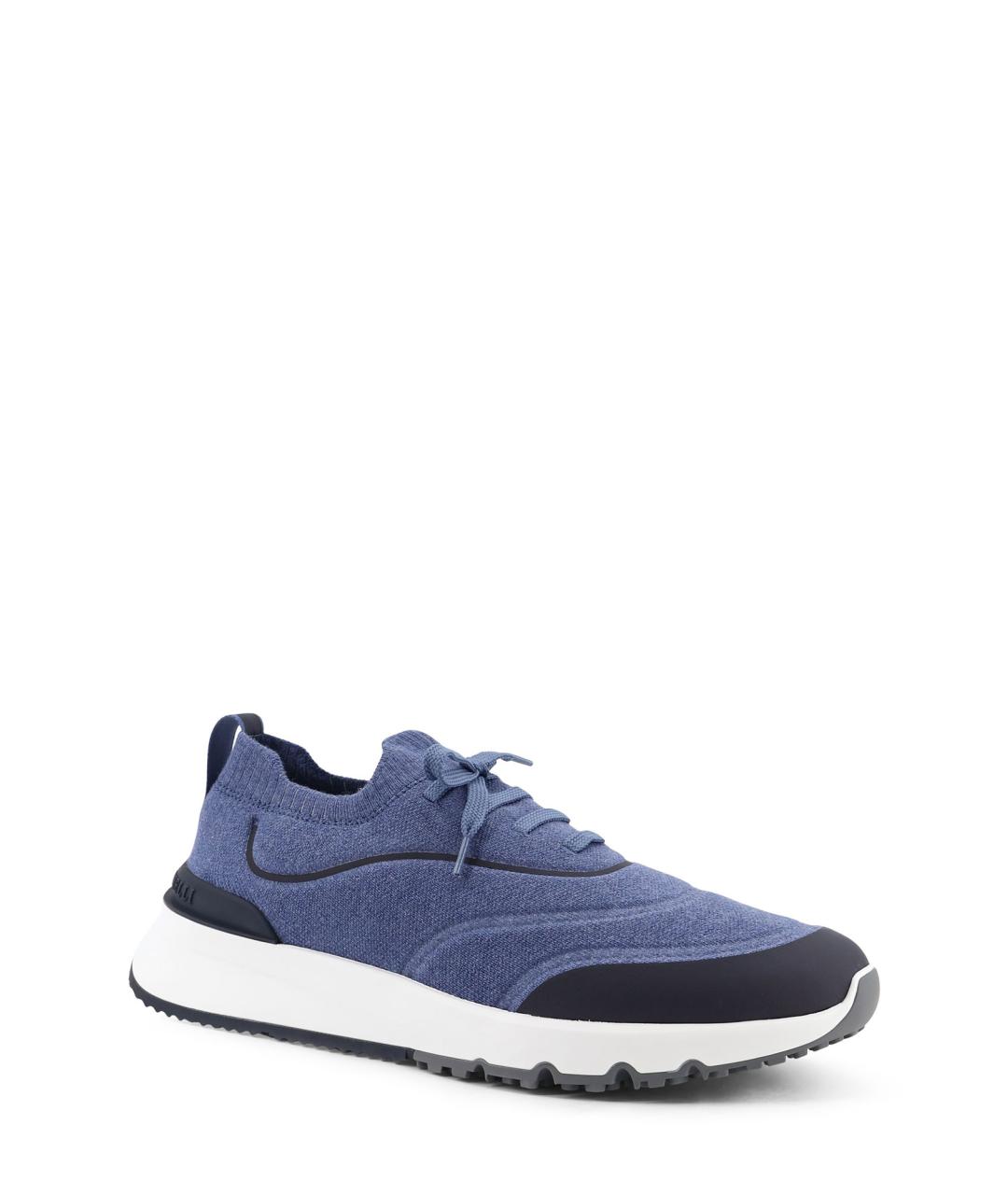 BRUNELLO CUCINELLI Синие текстильные низкие кроссовки / кеды, фото 2