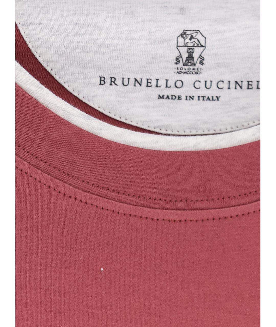 BRUNELLO CUCINELLI Коралловая хлопковая футболка, фото 3