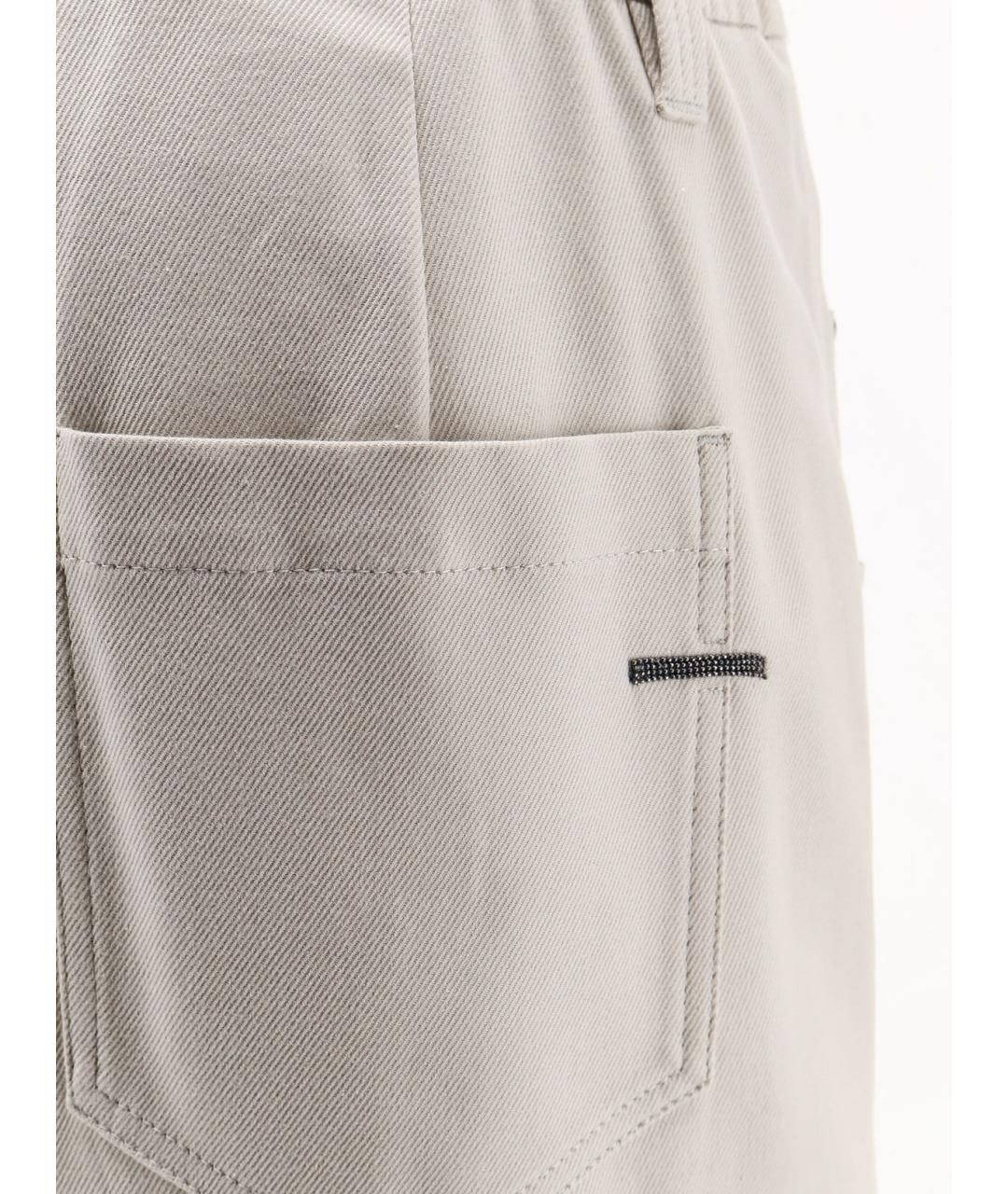 BRUNELLO CUCINELLI Бежевые хлопковые прямые брюки, фото 3