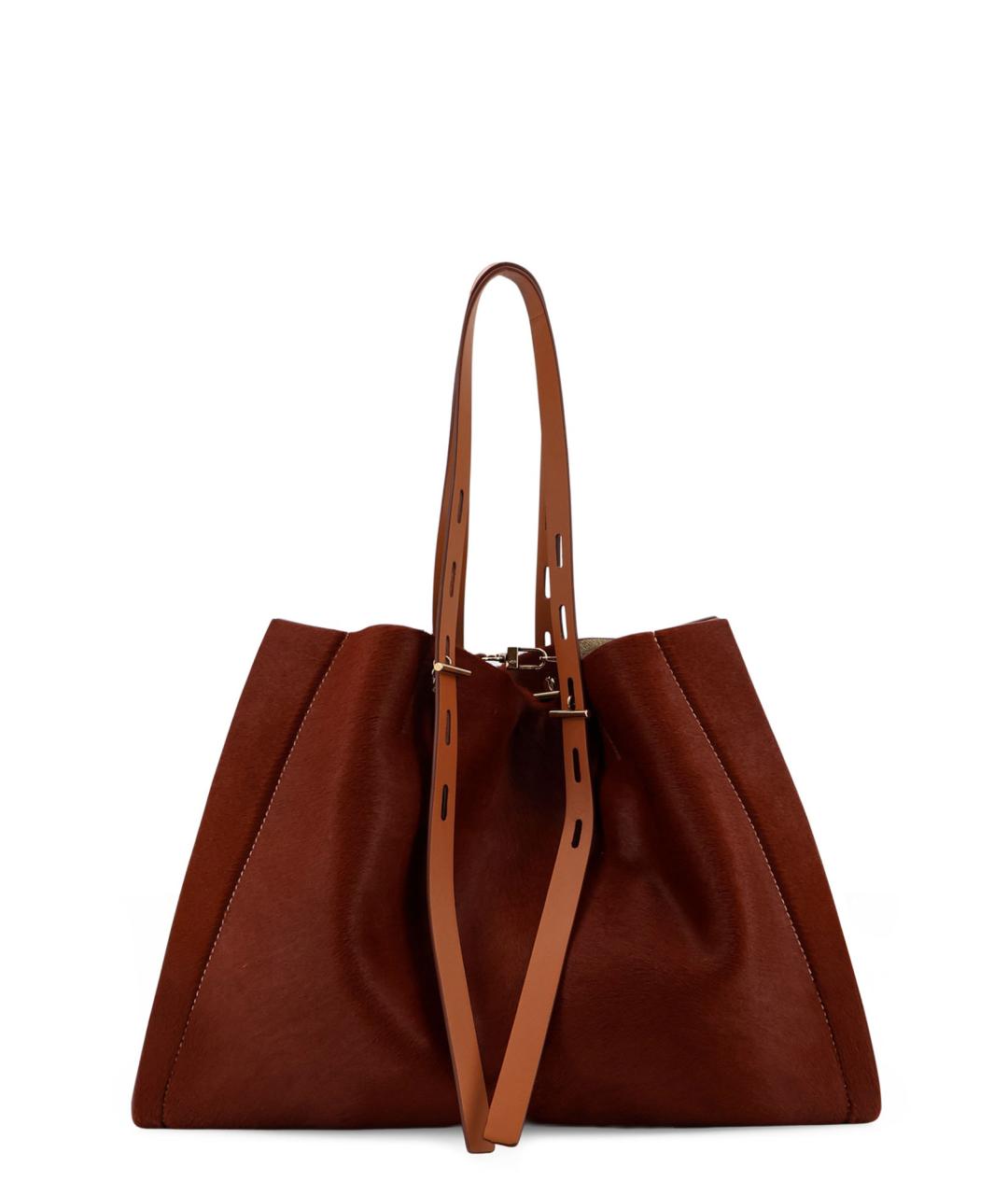 MINOBOSSI Коричневая кожаная сумка тоут, фото 2