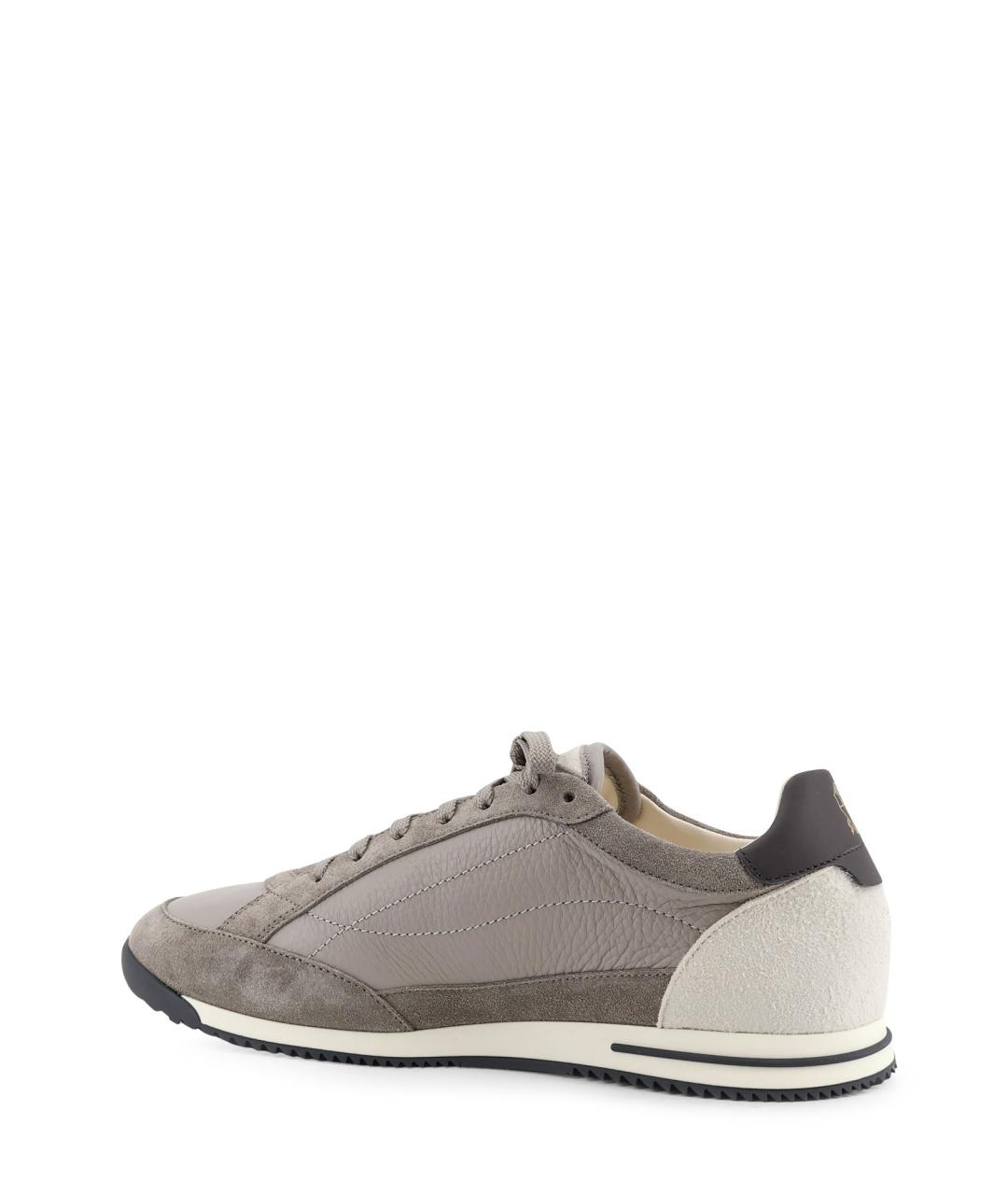 BRUNELLO CUCINELLI Серые кожаные низкие кроссовки / кеды, фото 3