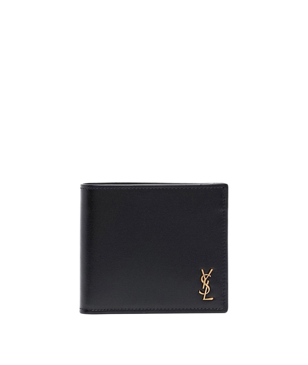 SAINT LAURENT Черный кожаный кошелек, фото 1
