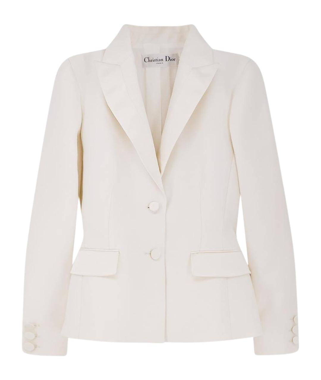 CHRISTIAN DIOR Белый шерстяной жакет/пиджак, фото 1